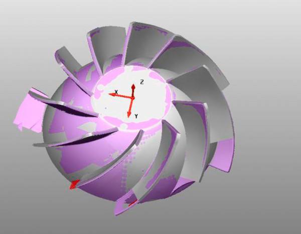 Реверс-інжиніринг крильчатки за допомогою 3D-сканування. Результат тривимірна твердотільна модель