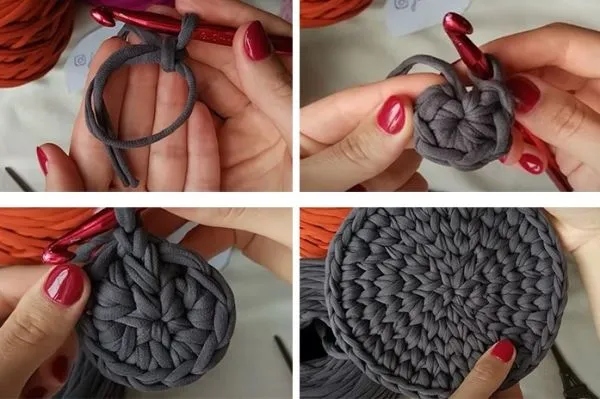 Как связать корзину из трикотажной пряжи