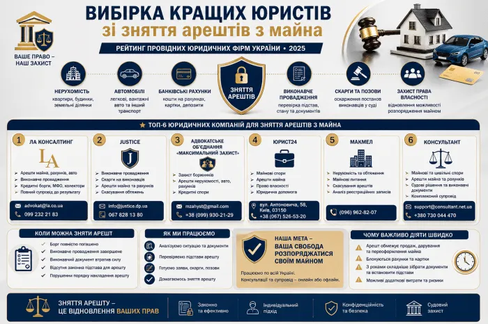 Вибірка кращих юристів з справ по зняттю арештів з майна
